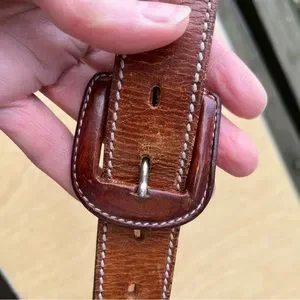 Quadraro Vintage Italian Brown Leather Belt with Silver Toned Accents Quadraro | Accessories | Quadraro Vintage Italian Brown  main image 4